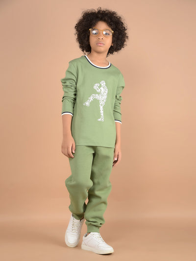 Green Graphic Print 100% Cotton T-Shirt-Boys T-Shirts-Crimsoune Club