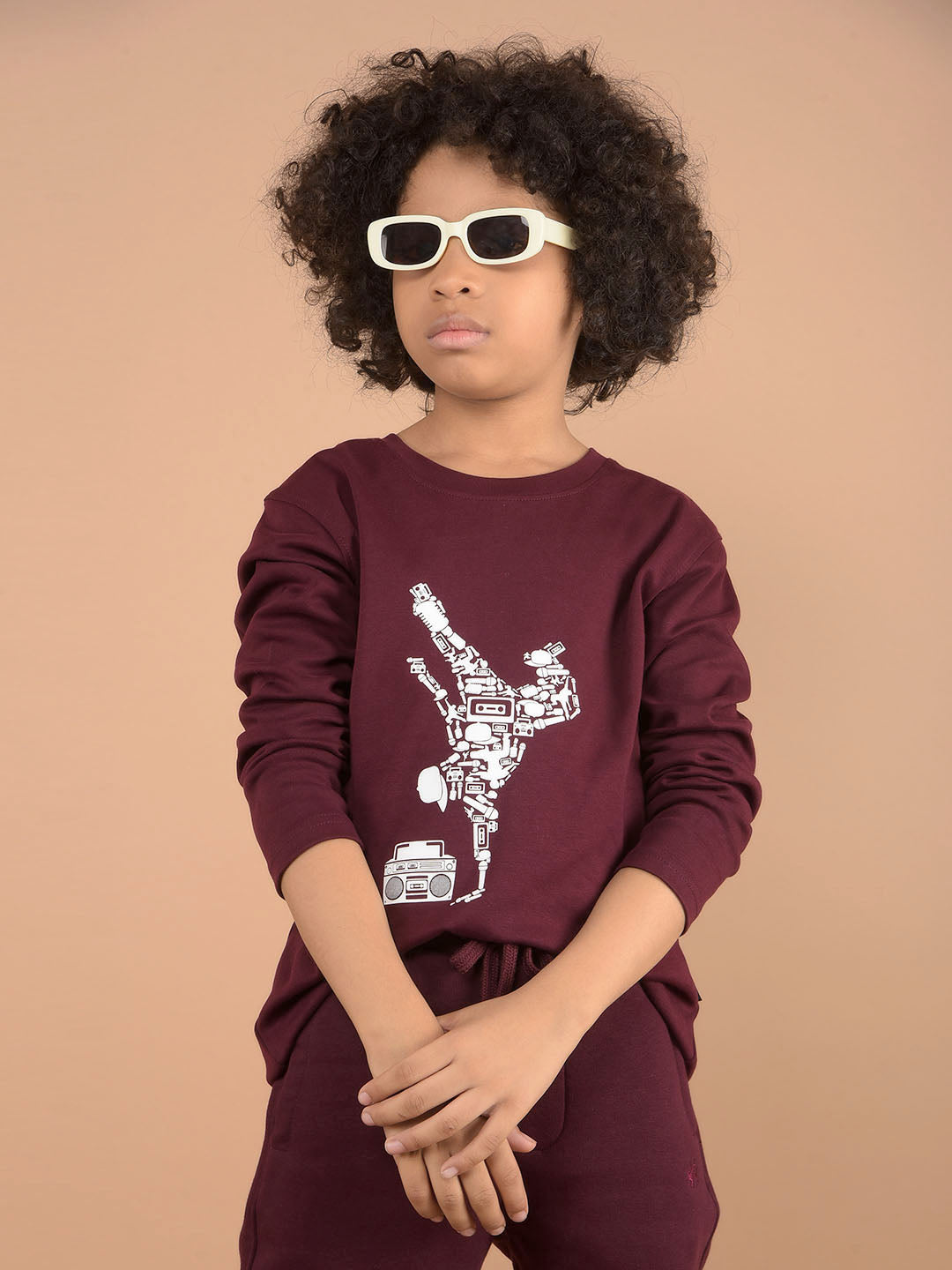 Wine Graphic Print 100% Cotton T-Shirt-Boys T-Shirts-Crimsoune Club