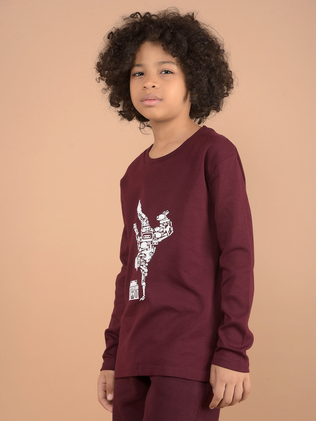 Wine Graphic Print 100% Cotton T-Shirt-Boys T-Shirts-Crimsoune Club