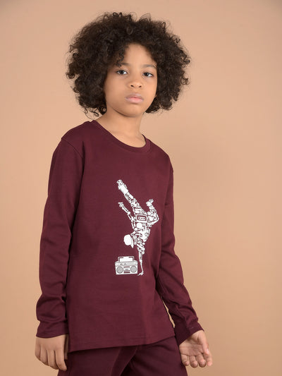 Wine Graphic Print 100% Cotton T-Shirt-Boys T-Shirts-Crimsoune Club