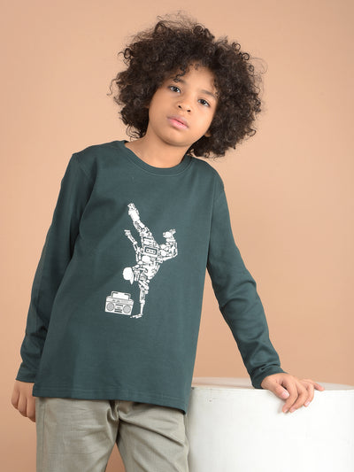 Green Graphic Print 100% Cotton T-Shirt-Boys T-Shirts-Crimsoune Club