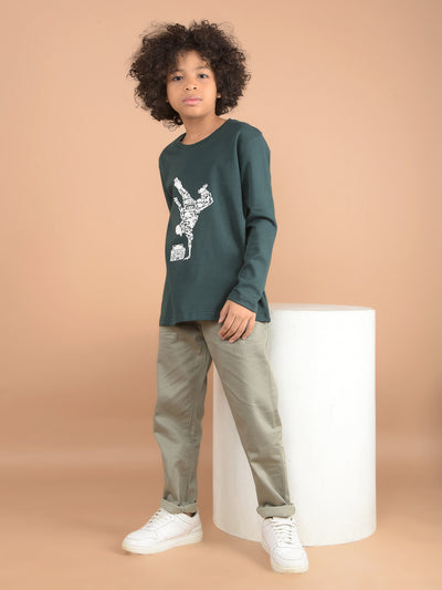 Green Graphic Print 100% Cotton T-Shirt-Boys T-Shirts-Crimsoune Club