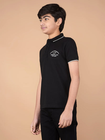 Black Polo Neck T-Shirt-Boys T-Shirts-Crimsoune Club