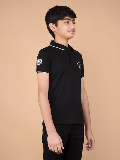 Black Polo Neck T-Shirt-Boys T-Shirts-Crimsoune Club