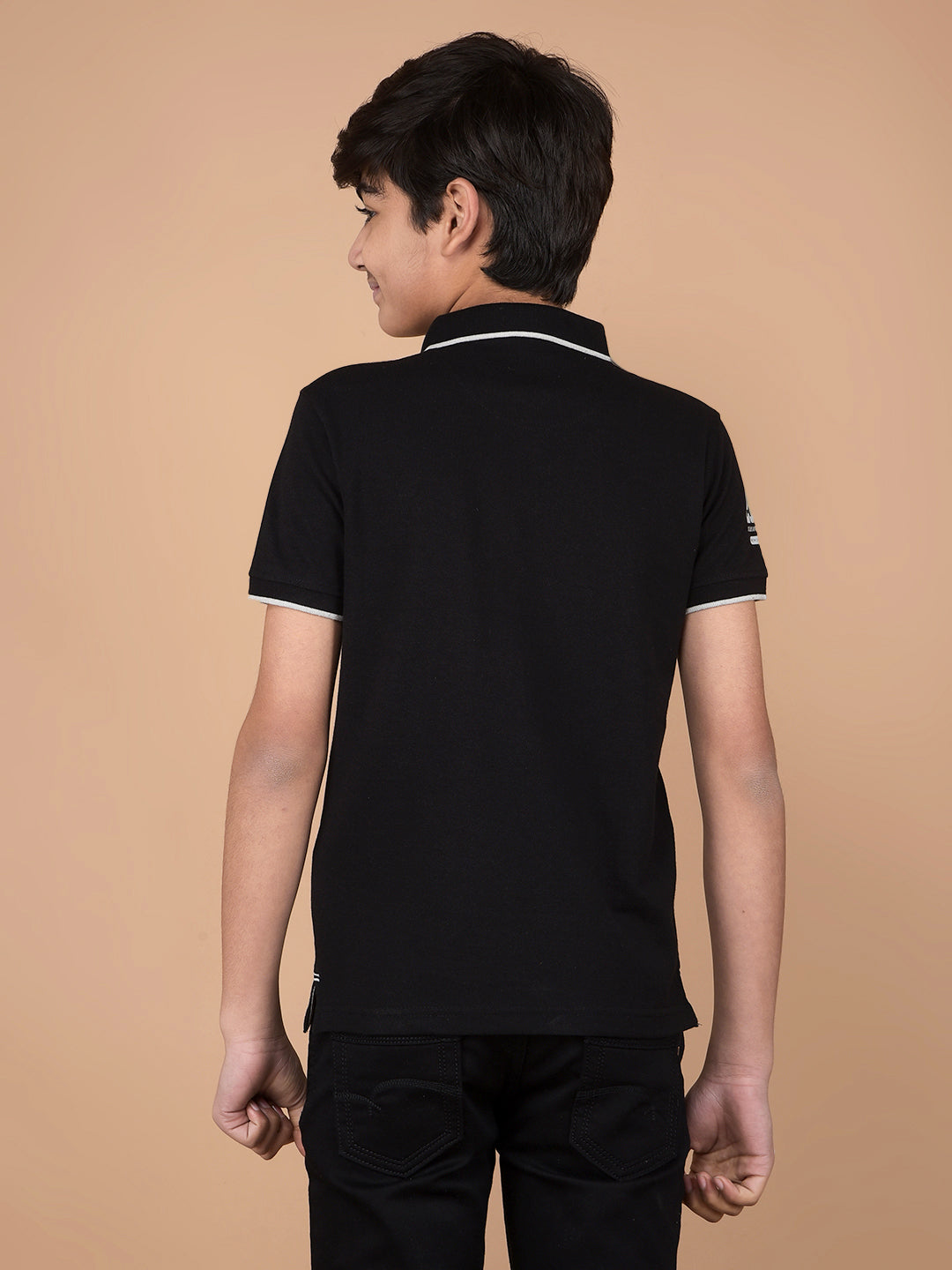 Black Polo Neck T-Shirt-Boys T-Shirts-Crimsoune Club