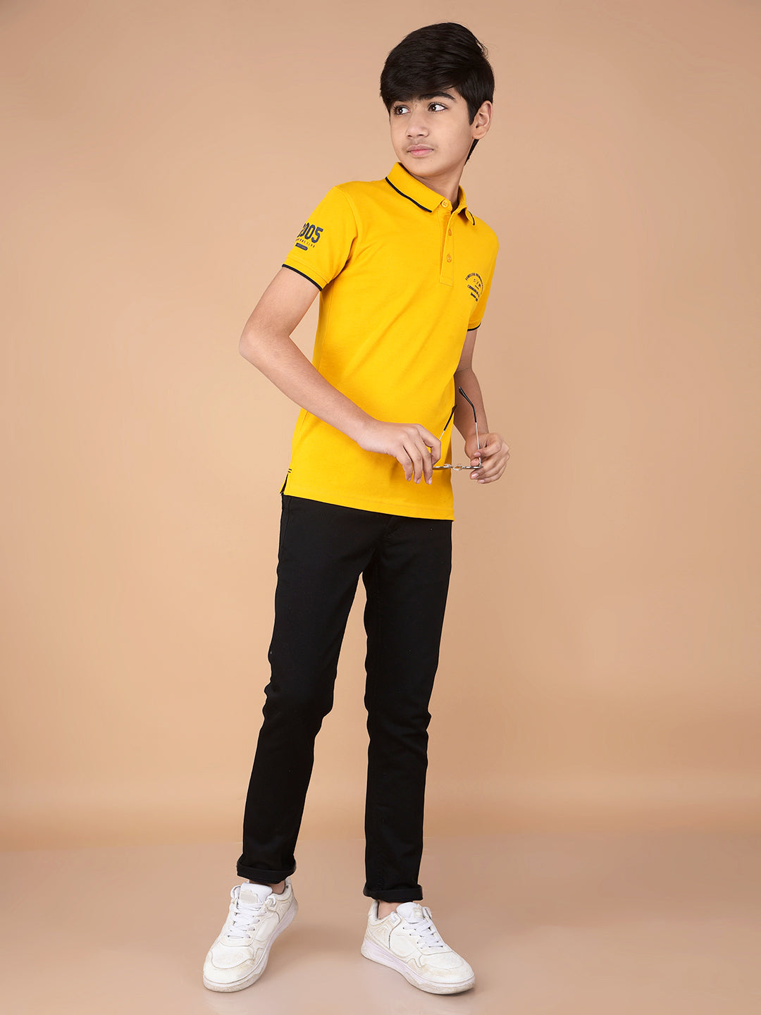 Mustard Polo Neck T-Shirt-Boys T-Shirts-Crimsoune Club