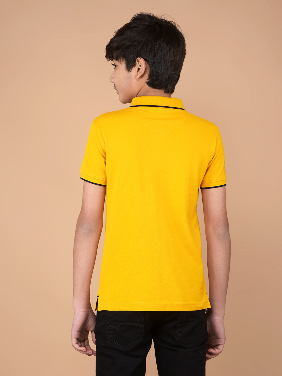 Mustard Polo Neck T-Shirt-Boys T-Shirts-Crimsoune Club