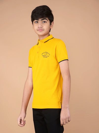 Mustard Polo Neck T-Shirt-Boys T-Shirts-Crimsoune Club