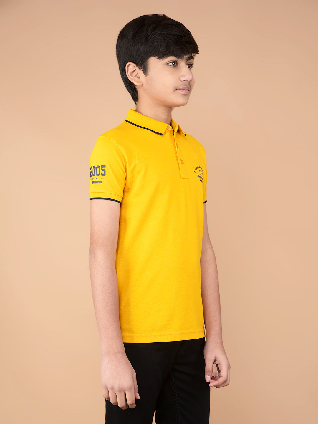 Mustard Polo Neck T-Shirt-Boys T-Shirts-Crimsoune Club