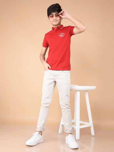 Red Polo Neck T-Shirt-Boys T-Shirts-Crimsoune Club