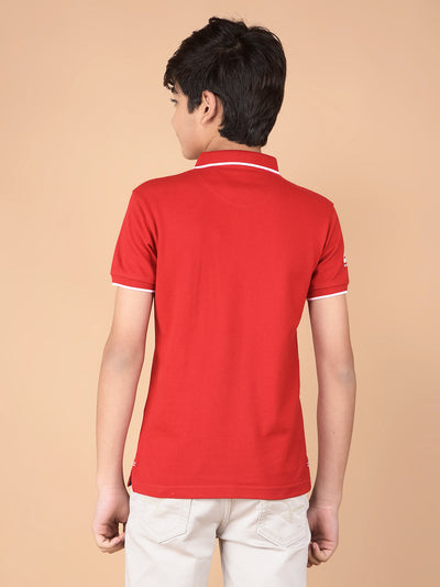 Red Polo Neck T-Shirt-Boys T-Shirts-Crimsoune Club