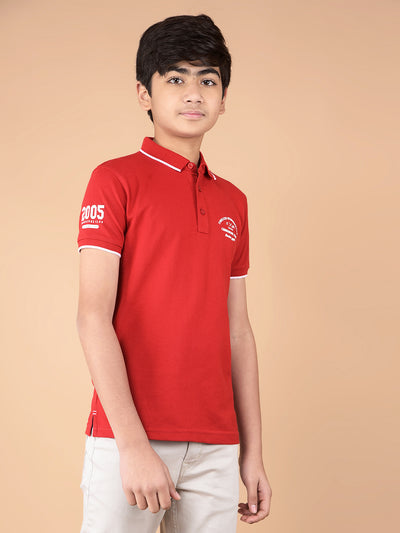 Red Polo Neck T-Shirt-Boys T-Shirts-Crimsoune Club