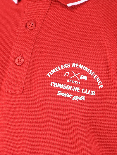 Red Polo Neck T-Shirt-Boys T-Shirts-Crimsoune Club