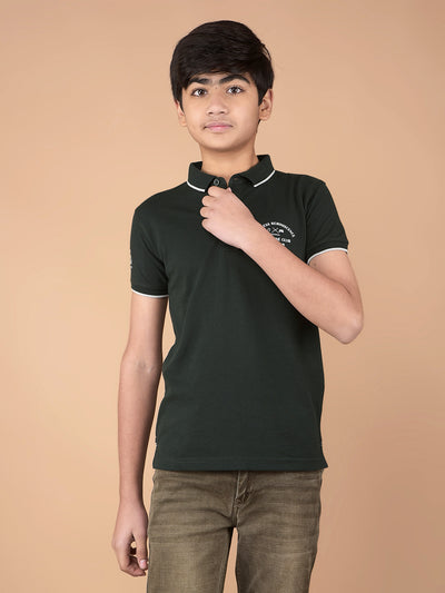 Green Polo Neck T-Shirt-Boys T-Shirts-Crimsoune Club