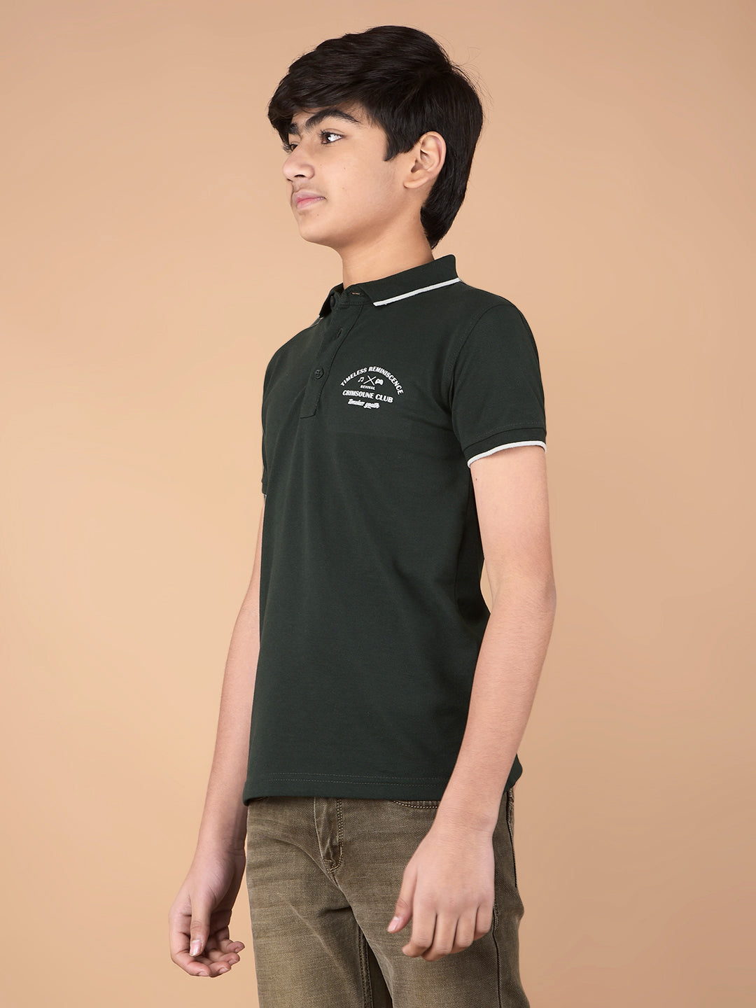 Green Polo Neck T-Shirt-Boys T-Shirts-Crimsoune Club