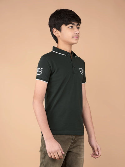 Green Polo Neck T-Shirt-Boys T-Shirts-Crimsoune Club