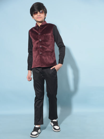 Wine Regular Length Waist-Coat-Boys Waistcoats-Crimsoune Club