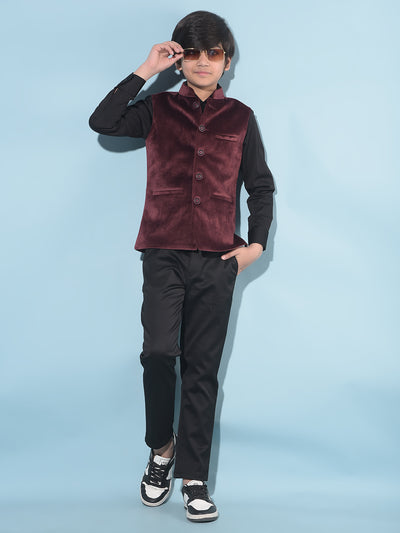 Wine Regular Length Waist-Coat-Boys Waistcoats-Crimsoune Club