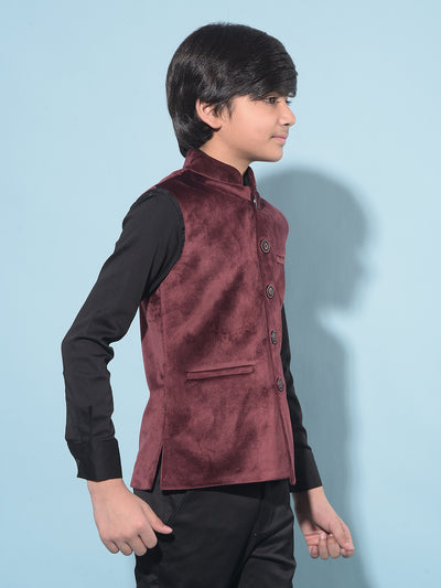 Wine Regular Length Waist-Coat-Boys Waistcoats-Crimsoune Club