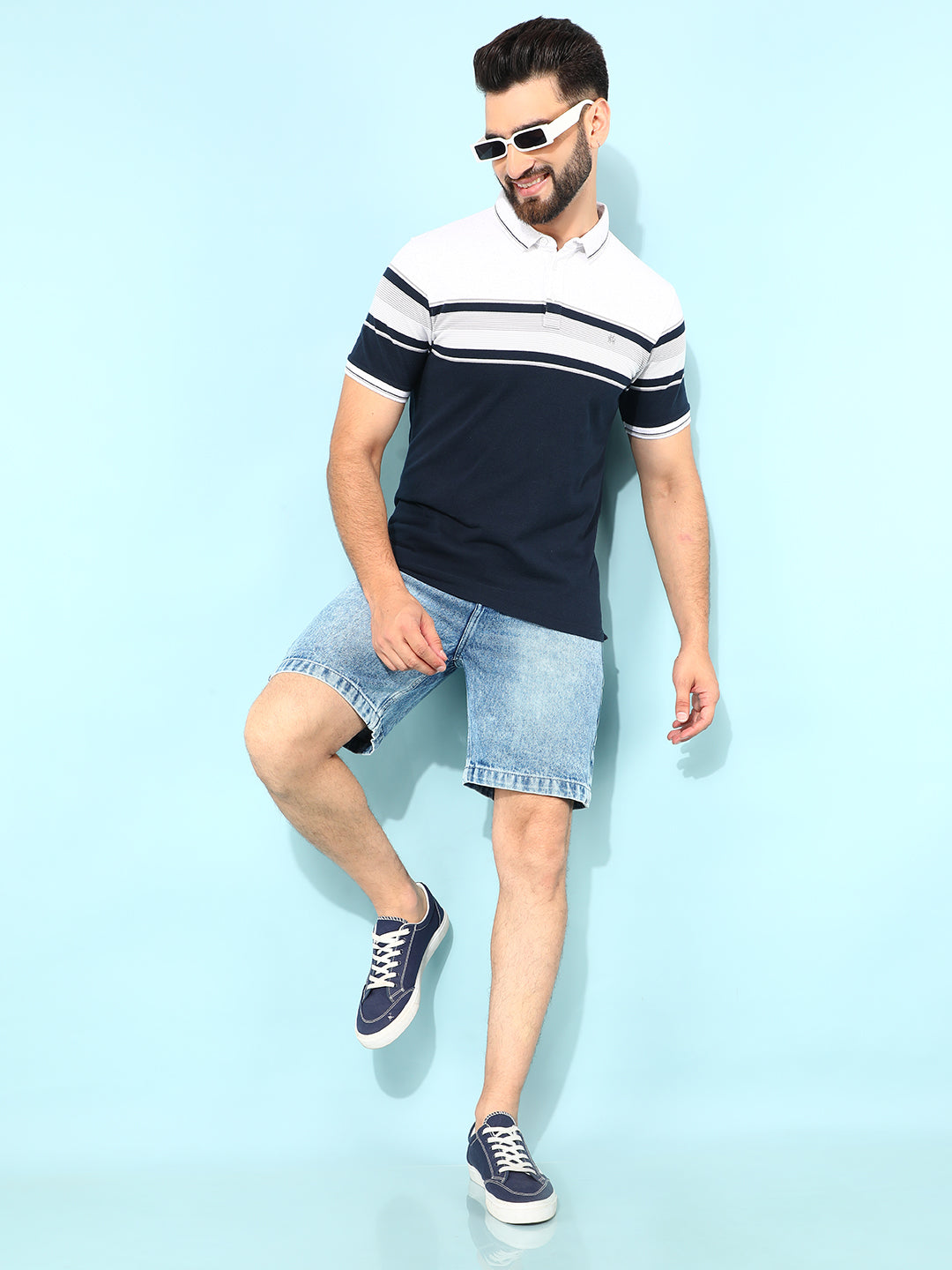 Blue Denim Shorts-Men Shorts-Crimsoune Club