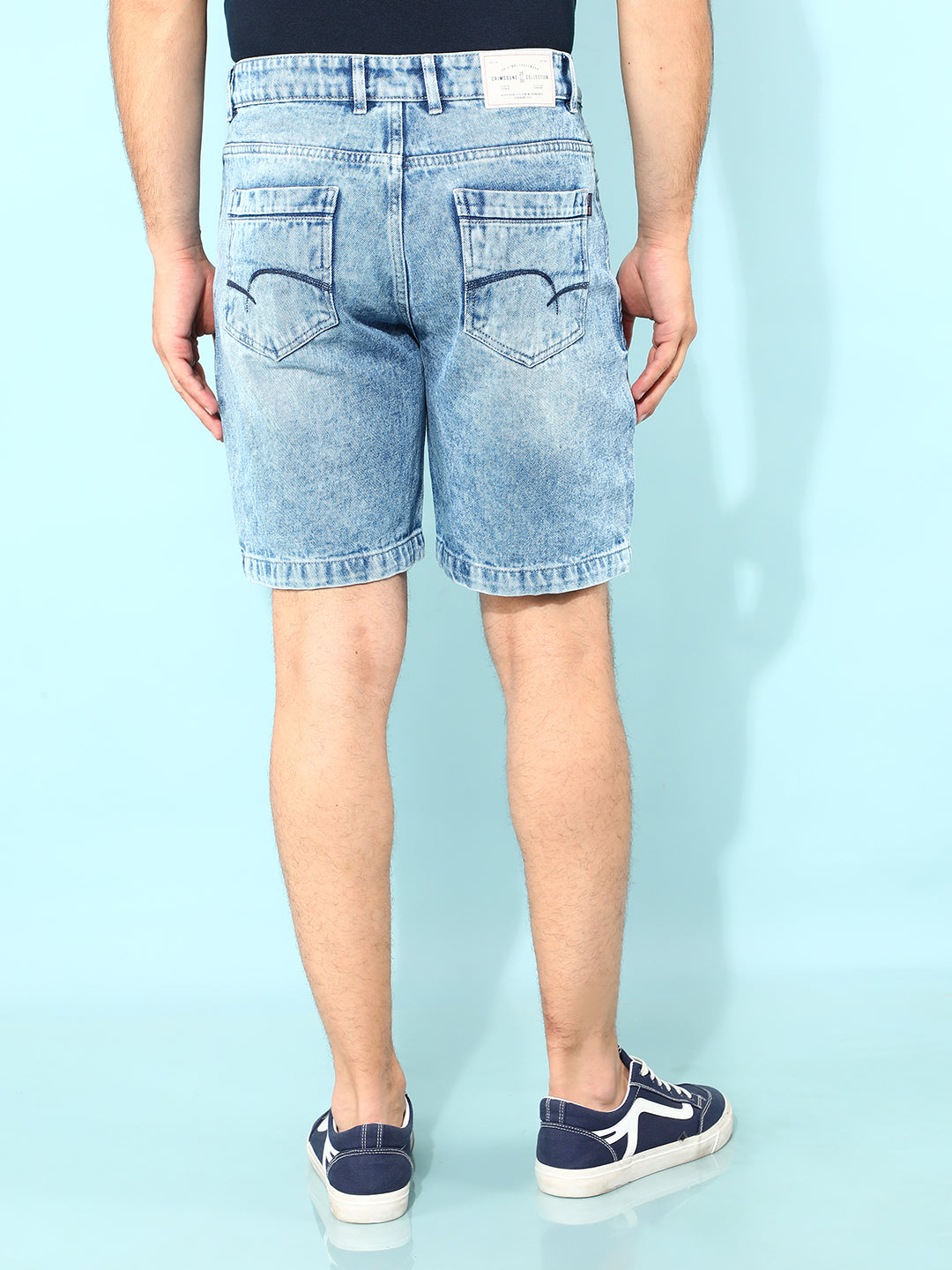 Blue Denim Shorts-Men Shorts-Crimsoune Club