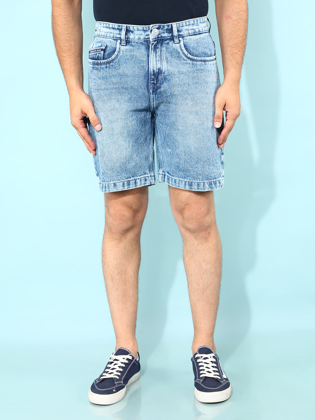 Blue Denim Shorts-Men Shorts-Crimsoune Club