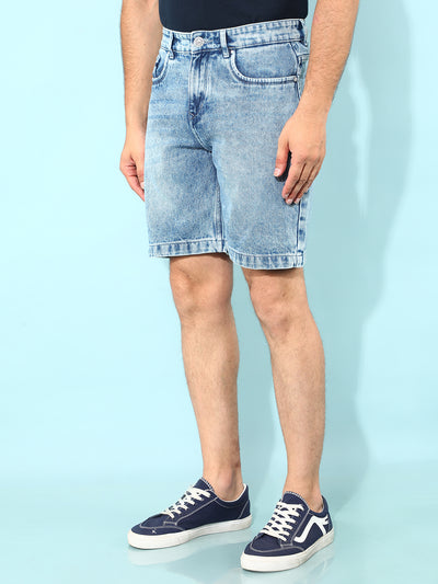 Blue Denim Shorts-Men Shorts-Crimsoune Club