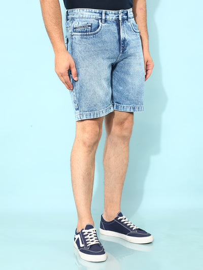 Blue Denim Shorts-Men Shorts-Crimsoune Club