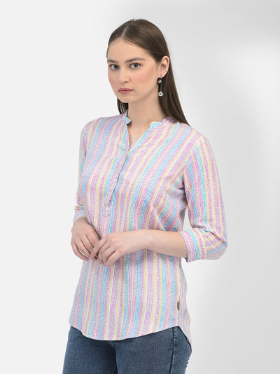 Striped Multicolored-Colour Top-Women Tops-Crimsoune Club