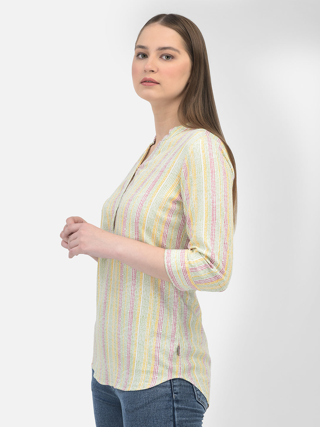 Striped Multicolored-Colour Top-Women Tops-Crimsoune Club