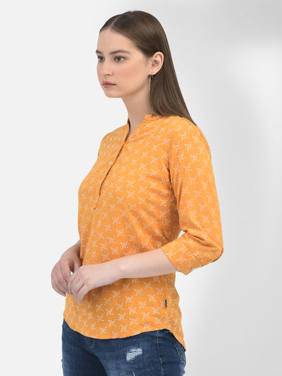 Printed Mustard Top-Women Tops-Crimsoune Club