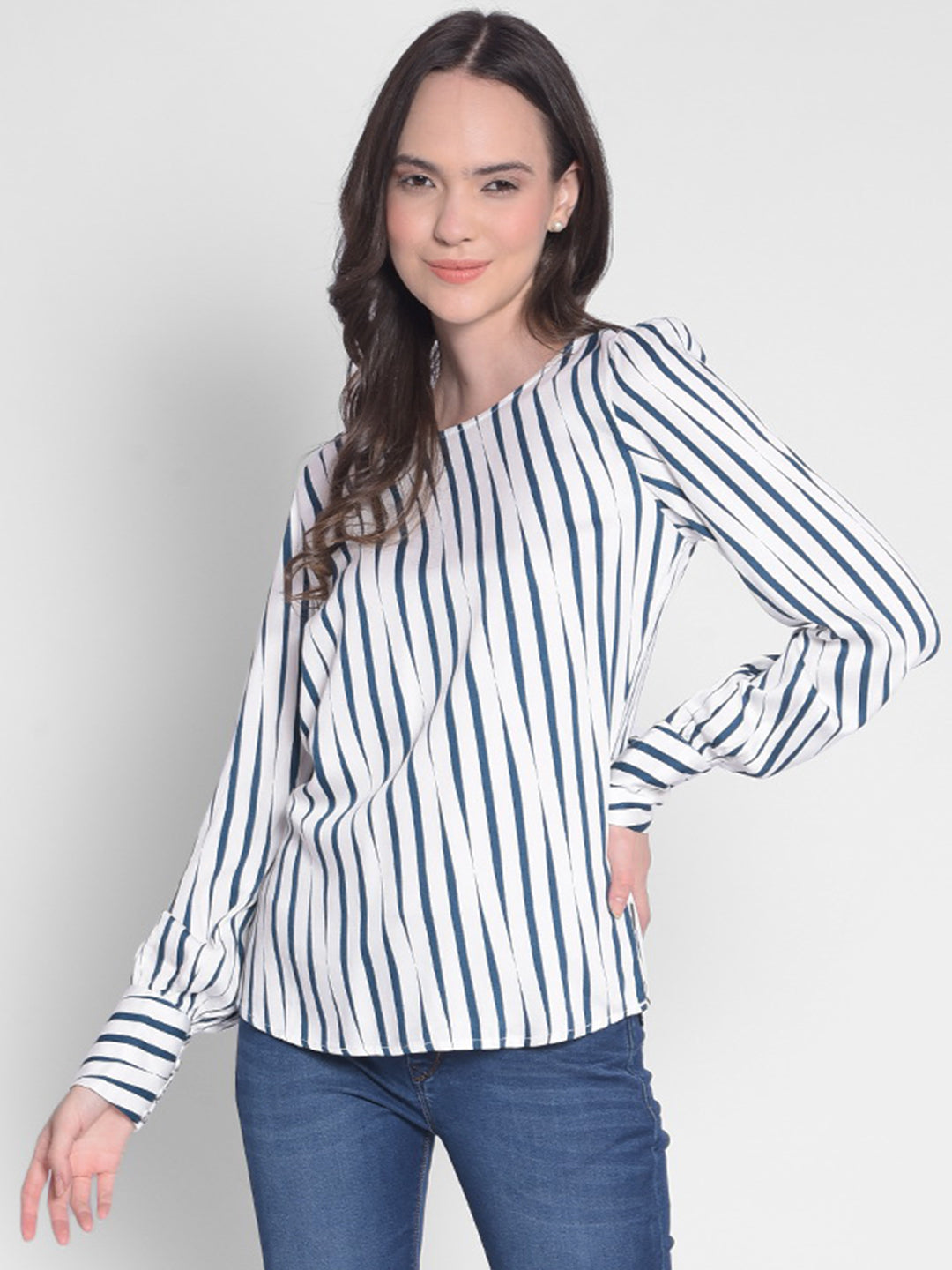 White Printed Top-Women Tops-Crimsoune Club