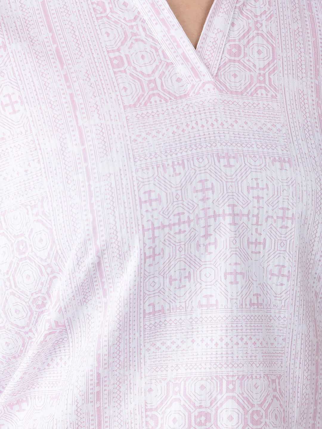 Peach Printed 100% Cotton Top-Women Tops-Crimsoune Club