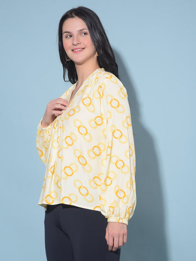 Printed Mustard Top-Women Tops-Crimsoune Club