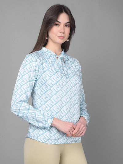 Grey Printed Top-Women Tops-Crimsoune Club