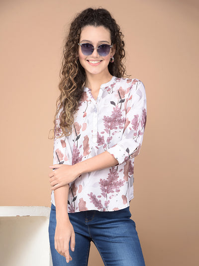 Brown Floral Print Top