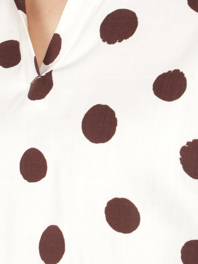 Brown Polka Dots Top-Women Tops-Crimsoune Club