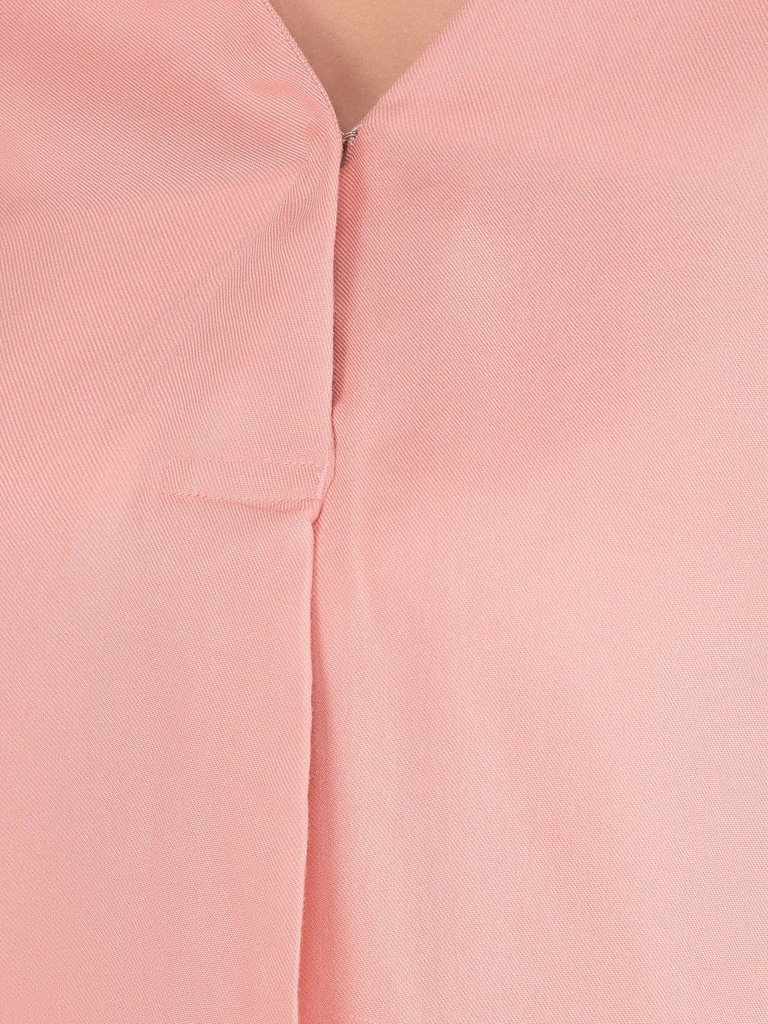 Pink V-Neck Top-Women Tops-Crimsoune Club