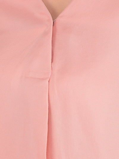 Pink V-Neck Top-Women Tops-Crimsoune Club