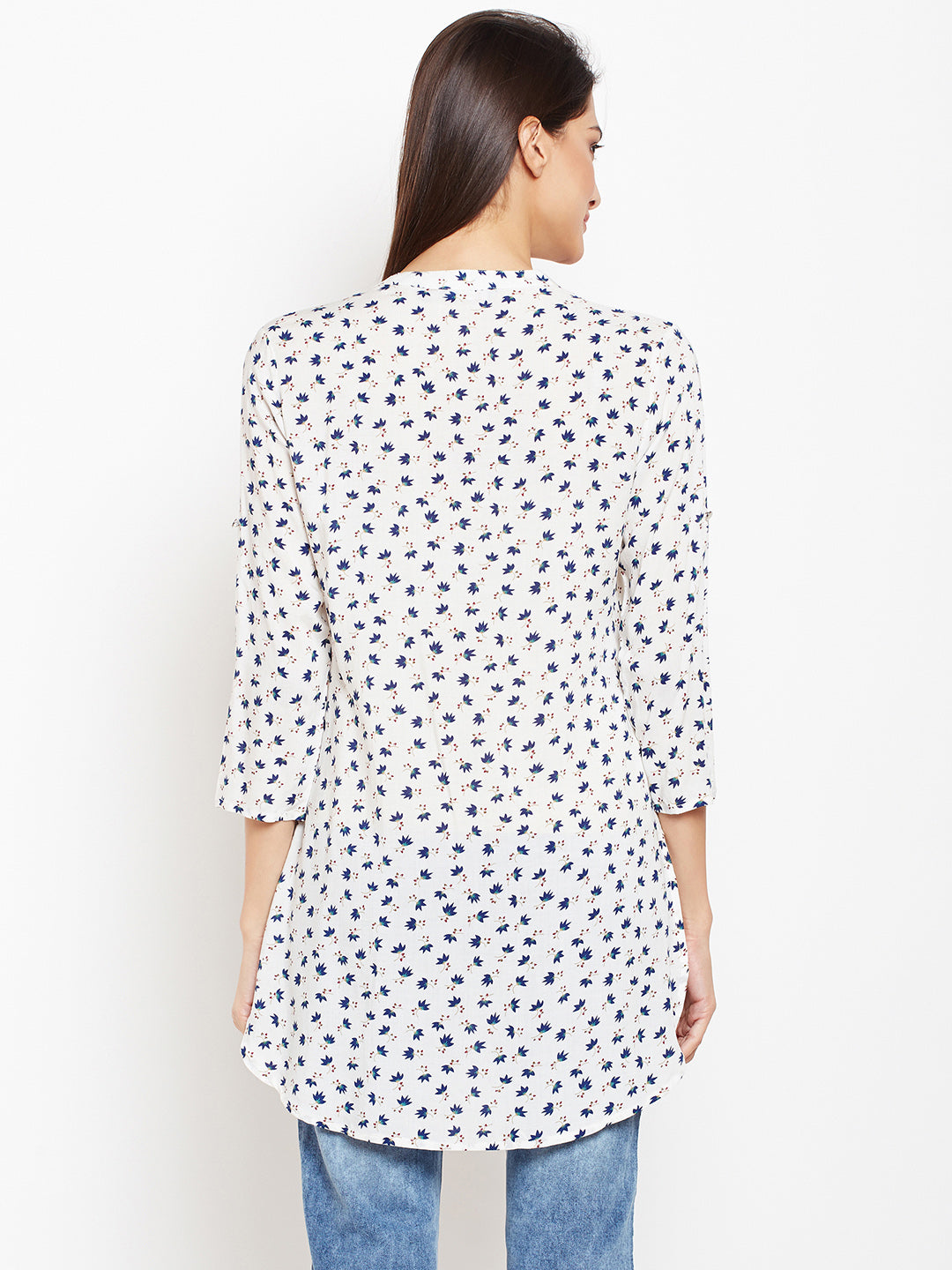 White Floral Printed Shirt-Women Shirts-Crimsoune Club