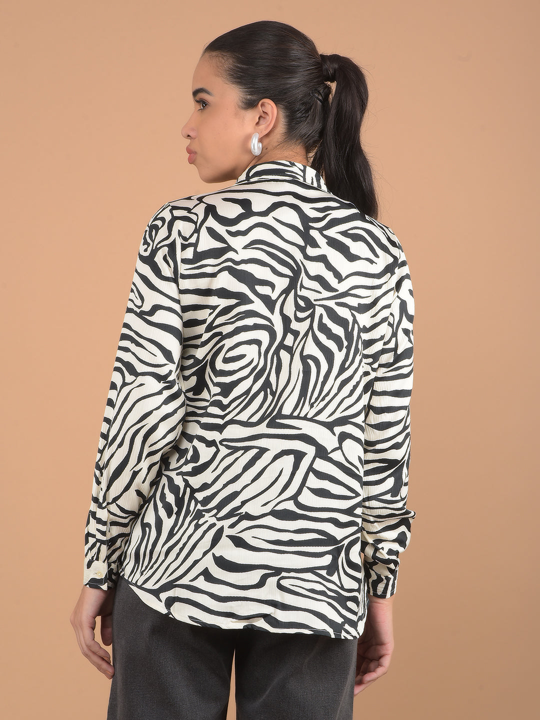 Black Abstract Print Shirt-Women Shirts-Crimsoune Club