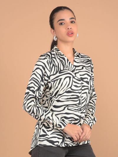 Black Abstract Print Shirt-Women Shirts-Crimsoune Club