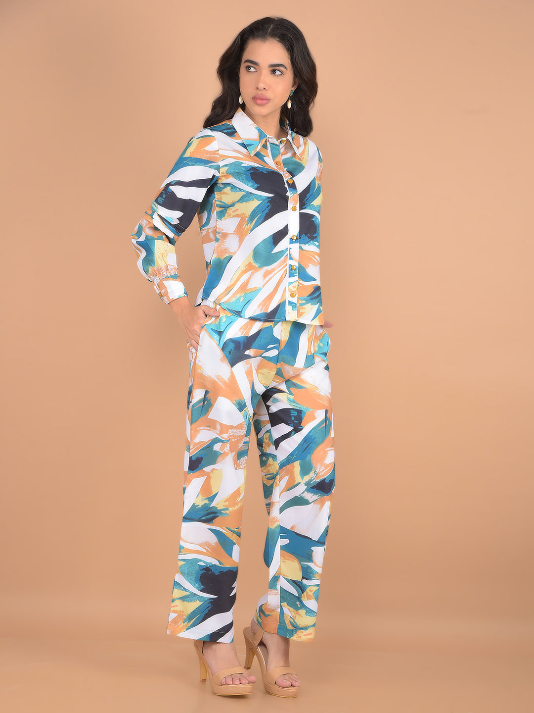 Multi-Color Abstract Print Co-Ord Set-Women Co-Ord Set-Crimsoune Club