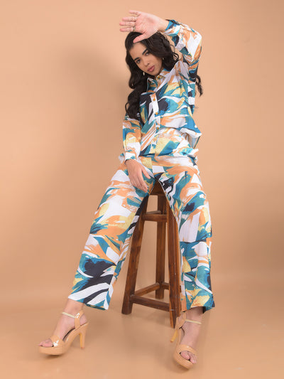 Multi-Color Abstract Print Co-Ord Set-Women Co-Ord Set-Crimsoune Club