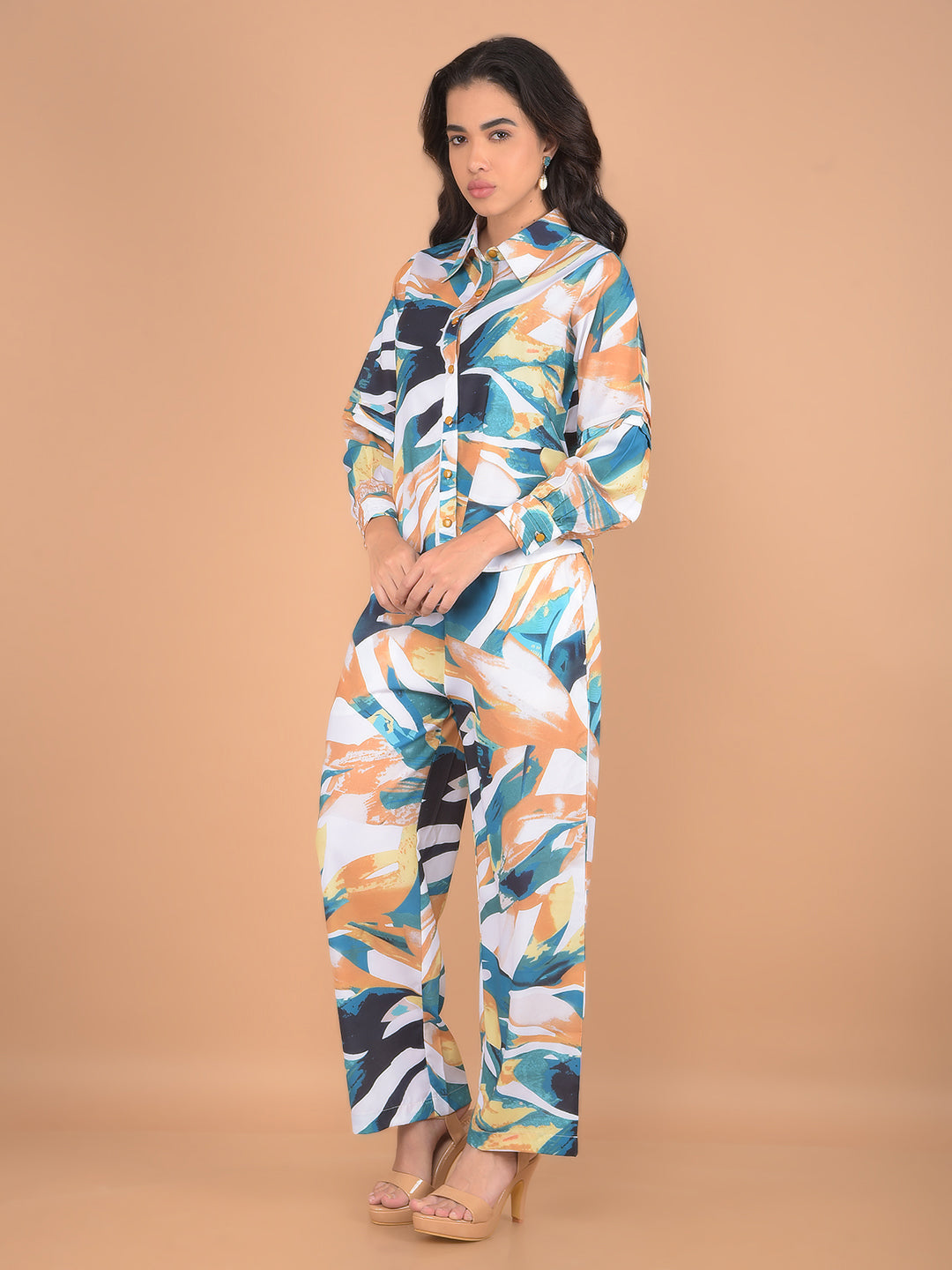 Multi-Color Abstract Print Co-Ord Set-Women Co-Ord Set-Crimsoune Club