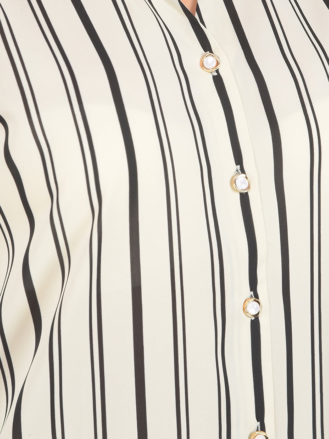 White Vertical Stripes Shirt-Women Shirts-Crimsoune Club