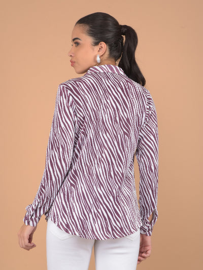 Wine Abstract Print Shirt-Women Shirts-Crimsoune Club