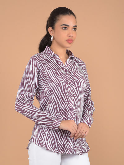 Wine Abstract Print Shirt-Women Shirts-Crimsoune Club