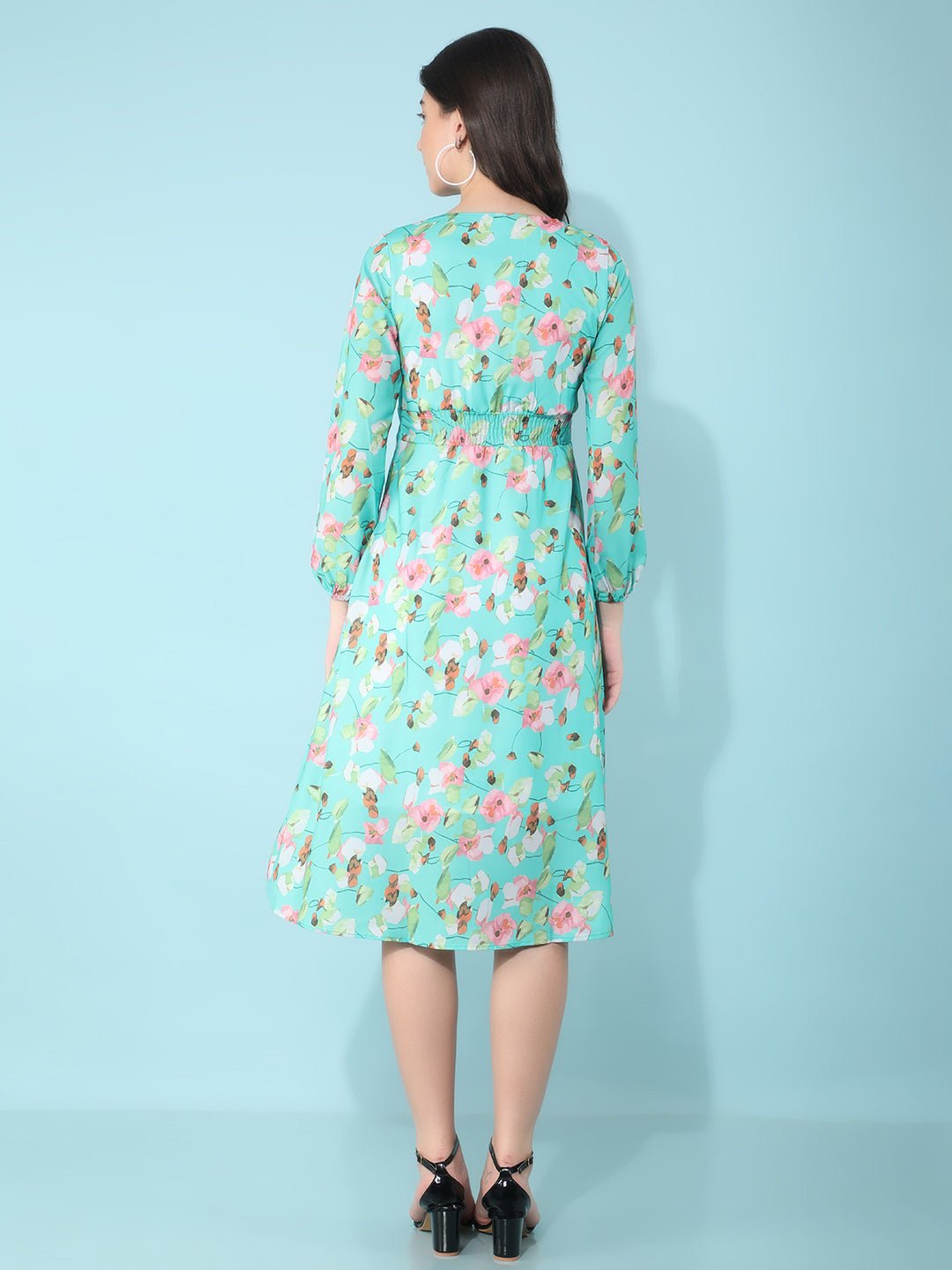 Floral Knee Length Dress-Women Dresses-Crimsoune Club