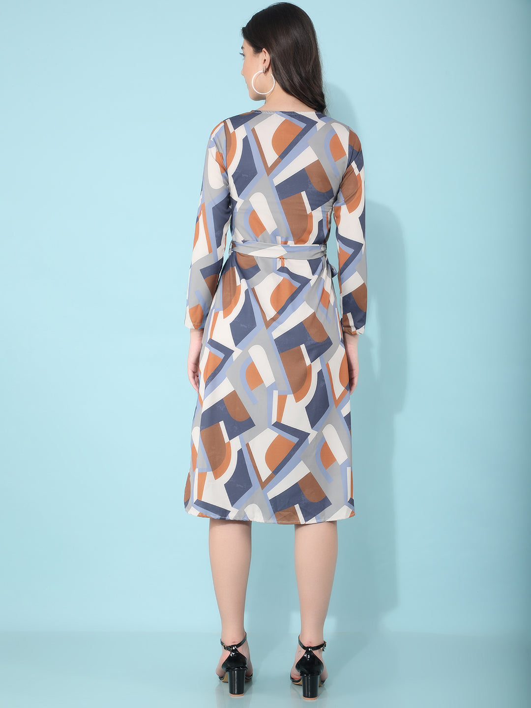 Orange Printed A-Line Dress-Women Dresses-Crimsoune Club